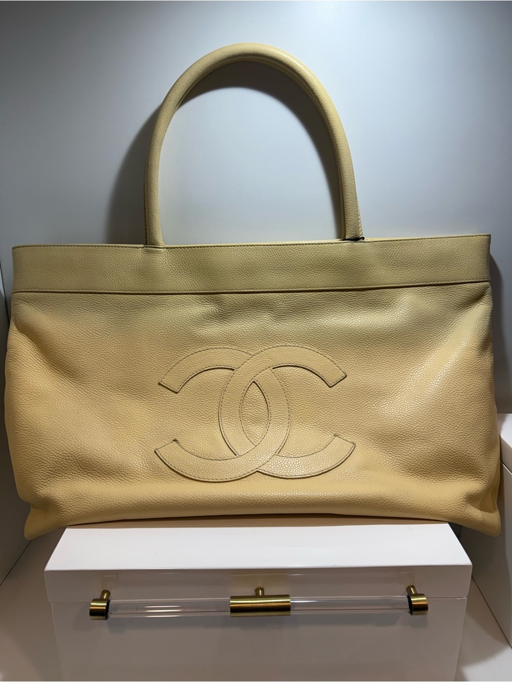 Chanel Beige Caviar Leather Tote